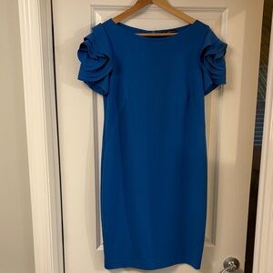 Pietro Brunelli Blue Maternity Dress with Ruffled Sleeves